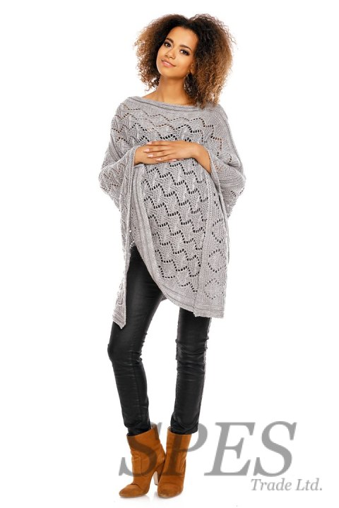 Sweter Poncho model 30012C Light Gray - PeeKaBoo