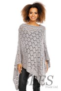 Sweter Poncho model 30012C Light Gray - PeeKaBoo