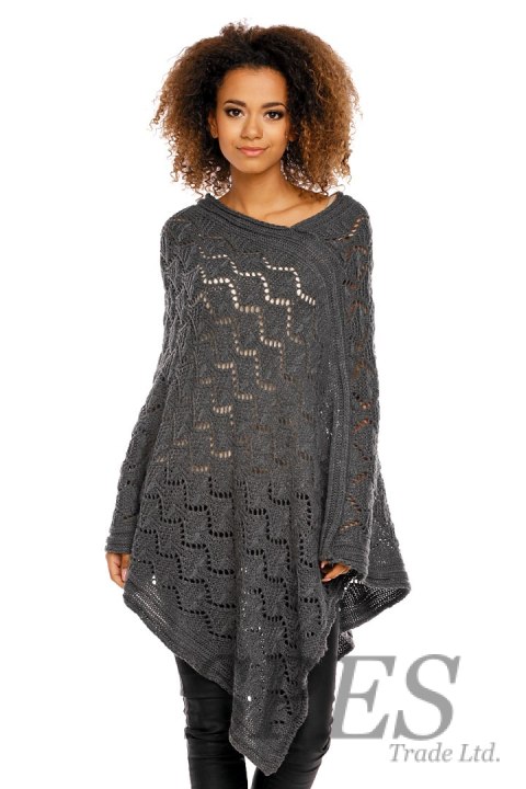 Sweter Poncho model 30012 Graphit - PeeKaBoo