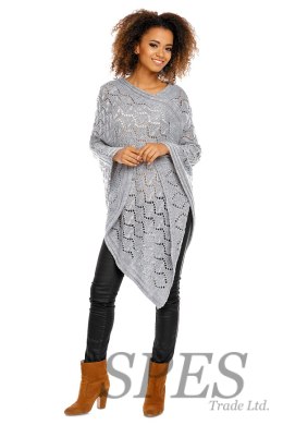 Sweter Poncho model 30012 Light Gray - PeeKaBoo