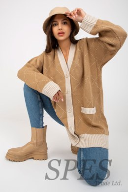 Sweter Kardigan Model LC-SW-0258.03P Camel - Rue Paris