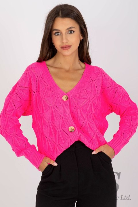 Sweter Kardigan Model LC-SW-8035.06X Fluo Pink - Rue Paris