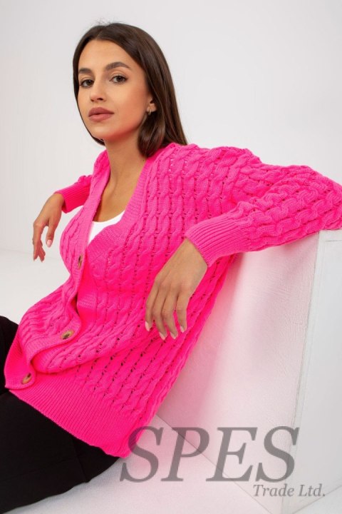 Sweter Kardigan Model LC-SW-8036.74P Fluo Pink - Rue Paris