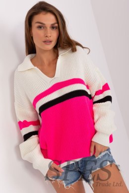 Sweter Damski Model BA-SW-8054.91P Ecru/Fluo Pink - Badu