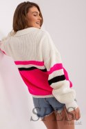 Sweter Damski Model BA-SW-8054.91P Ecru/Fluo Pink - Badu