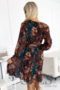 Sukienka Model 517-2 Brown/Blue Flowers - Numoco