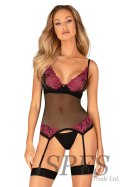 Komplet Gorset Model Rosenty Black/Pink - Obsessive