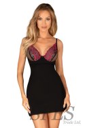 Komplet Model Rosenty Chemise Black/Pink - Obsessive