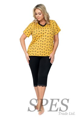 Piżama Damska Model Queen 3/4 Plus Size Musztard - Donna