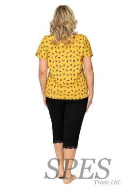 Piżama Damska Model Queen 3/4 Plus Size Musztard - Donna