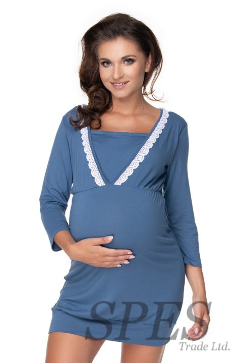 Koszulka nocna Koszula Nocna Ciążowa Model 0155 Blue - PeeKaBoo