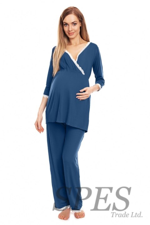 Piżama Ciążowa Model 0136 Blue - PeeKaBoo