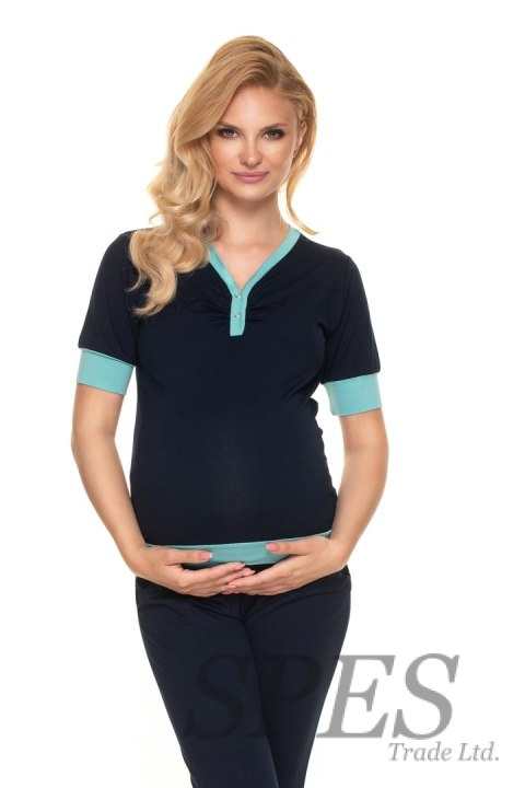 Piżama Ciążowa Model 0184 Navy - PeeKaBoo