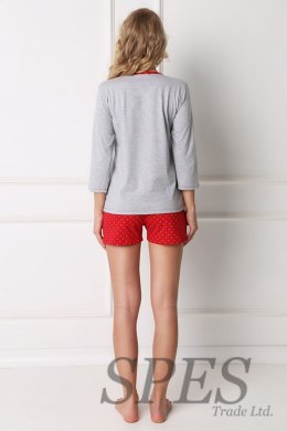 Piżama Damska Model Cookie Short Grey/Red - Aruelle