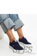 Granatowe damskie trampki na grubej podeszwie CROSS JEANS - Solea