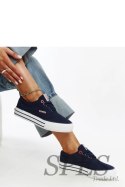 Granatowe damskie trampki na grubej podeszwie CROSS JEANS - Solea