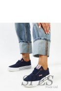 Granatowe damskie trampki na grubej podeszwie CROSS JEANS - Solea