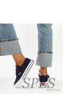 Granatowe damskie trampki na grubej podeszwie CROSS JEANS - Solea