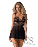 838-BAB-1 babydoll i stringi czarna