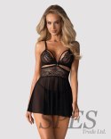 838-BAB-1 babydoll i stringi czarna