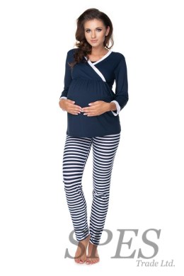 Piżama Ciążowa Model 0150 Navy/White - PeeKaBoo