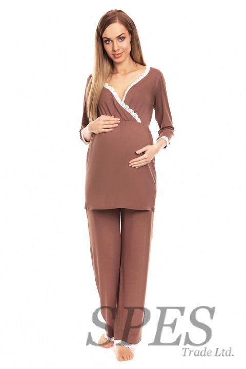 Piżama Ciążowa Model 0136 Cappuccino - PeeKaBoo