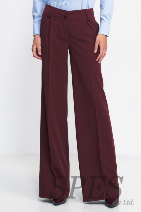 Bordowe spodnie typu wide leg SD81 Bordo - Nife