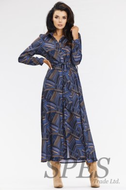 Sukienka Model A665 Navy/Brown Pattern - awama