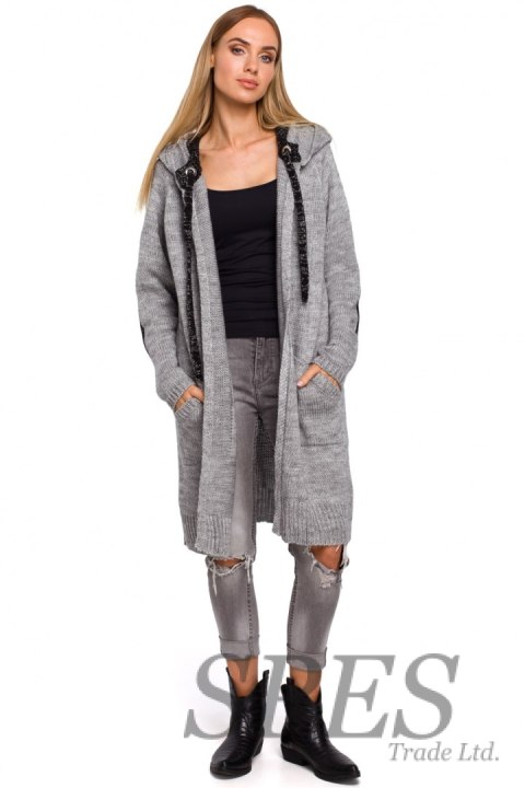 Sweter Kardigan Model MOE474 Grey - Moe