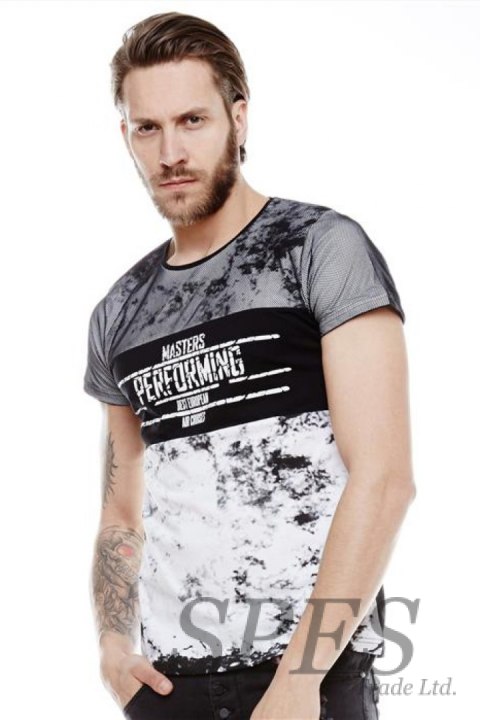 Tshirt Męski Model 17191 Black/White - YourNewStyle