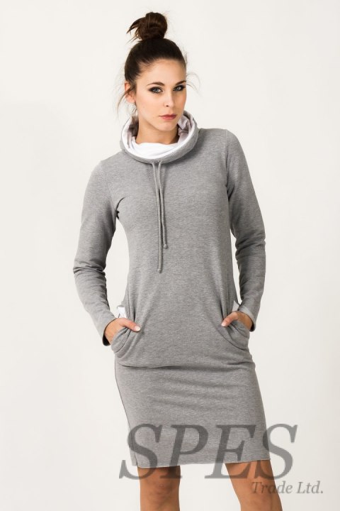 Sukienka Model Kaja 7 Light Grey/White - Tessita