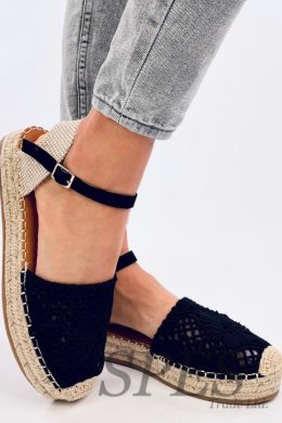 Sandałki ażurowe espadryle PREMAT BLACK - Inello