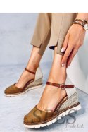 Espadryle na koturnie ELLIO KHAKI - Inello