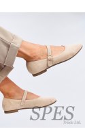 Baleriny w stylu Mary Jane GOLINS BEIGE - Inello