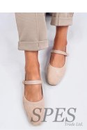 Baleriny w stylu Mary Jane GOLINS BEIGE - Inello