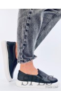 Trampki slip-on ażurowe TOWNS BLACK - Inello