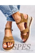 Sandał Espadryle na koturnie SERMON KHAKI - Inello