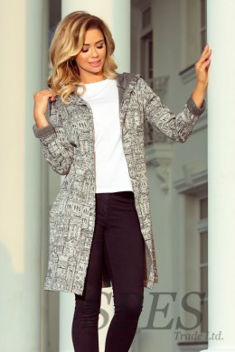 Sweter Kardigan Model 218-1 Wzór Black/White/Grey - Numoco