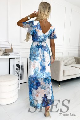 Sukienka Model Cinzia 489-2 Blue Big Flowers - Numoco