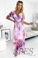 Sukienka Model Cinzia 489-1 Violet/Pink Big Flowers - Numoco